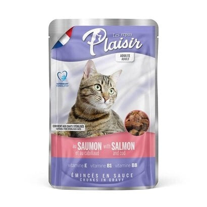 Plaisir Pouch Somonlu Ve Morina Balıklı Yetişkin Kedi Konservesi 100 GR | SRC: Barcode: 3428460002438